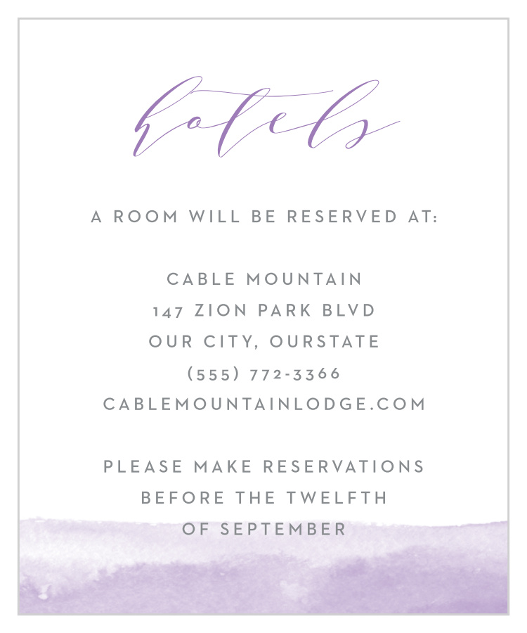 Lilac Dip Dye Accommodation Cards