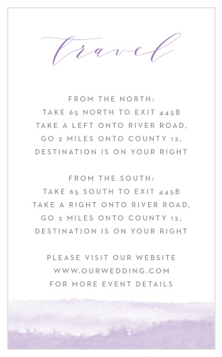 Ensure no one gets lost on the way to your wedding venue with our Lilac Dip Dye Direction Cards!