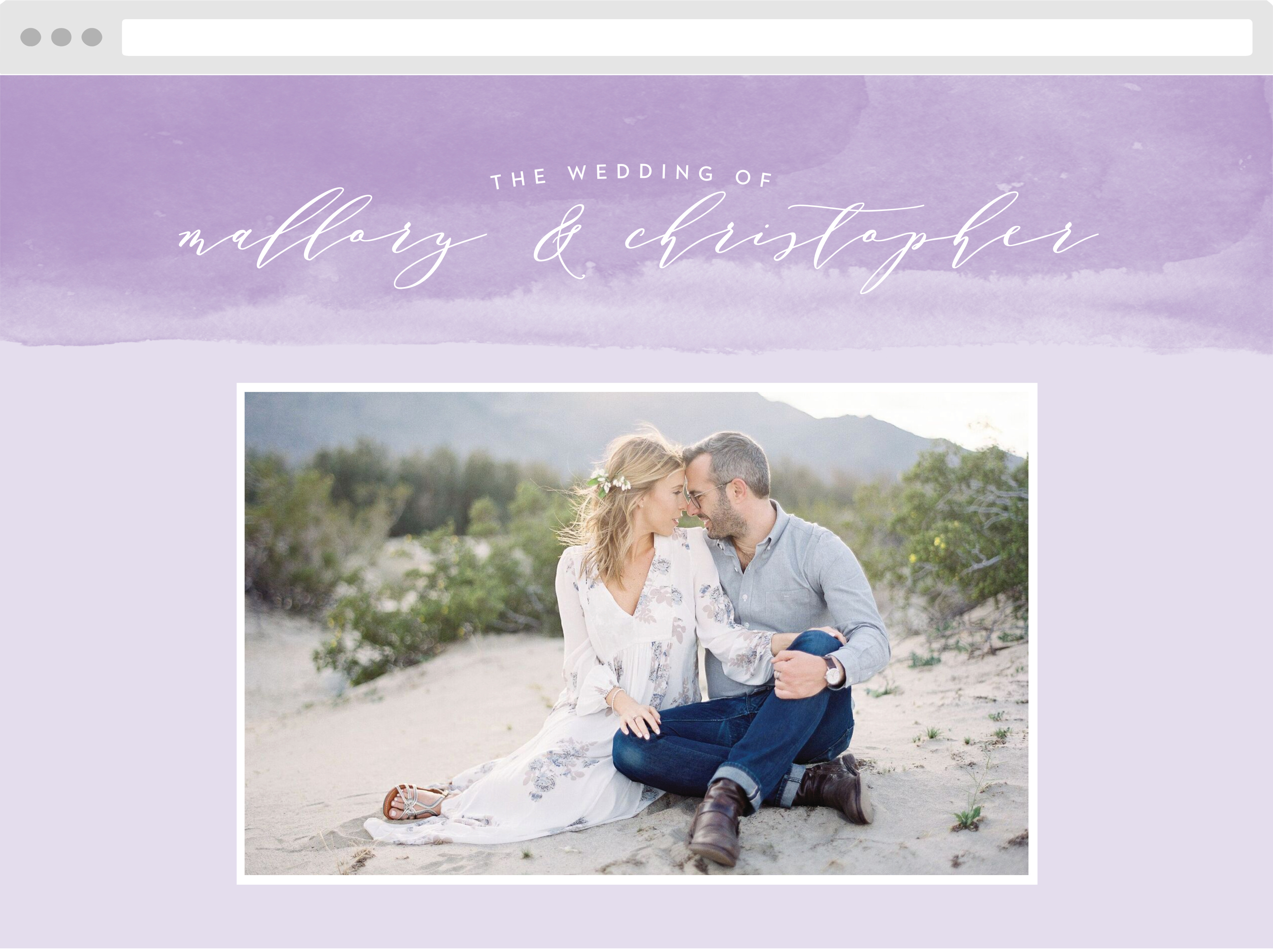 Lilac Dip Dye Wedding Website