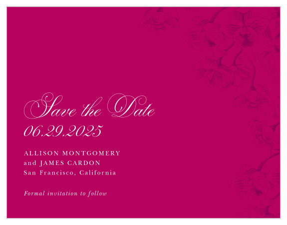 Make sure your friends and family will be able to attend your big day with our Cascading Blooms Save-the-Date Magnets!