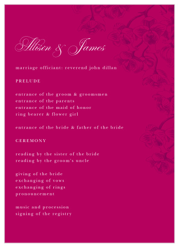 The Cascading Blooms Wedding Programs are the perfect way for you to spell out the details of the events of your special day.