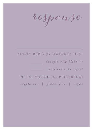 Our Hydrangea Blossoms Response Cards take the monochromatic color scheme seen throughout this wedding invitation package and reverse it!