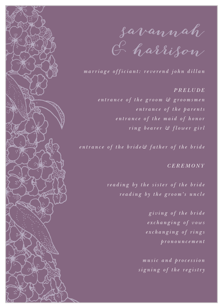 Hydrangea Blossoms Wedding Programs