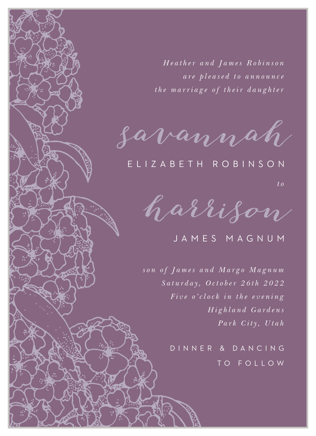 Hydrangea Blossoms Wedding Invitations