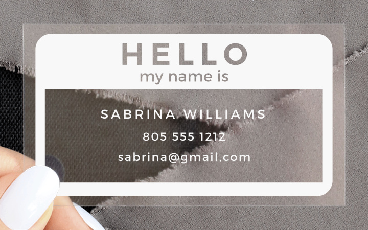 Name Tag Clear Business Cards
