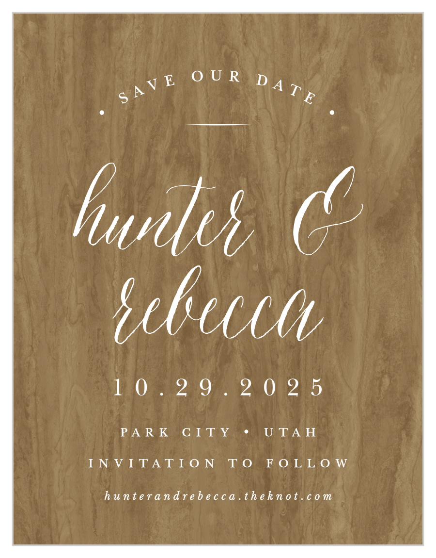 Woodgrain Calligraphy Save the Date Cards