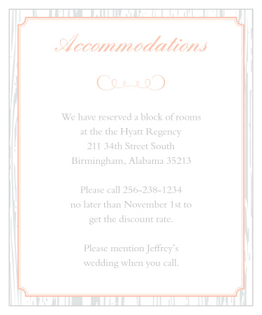 Make things too easy for your guests by providing them with this fully customizable Accommodation card.