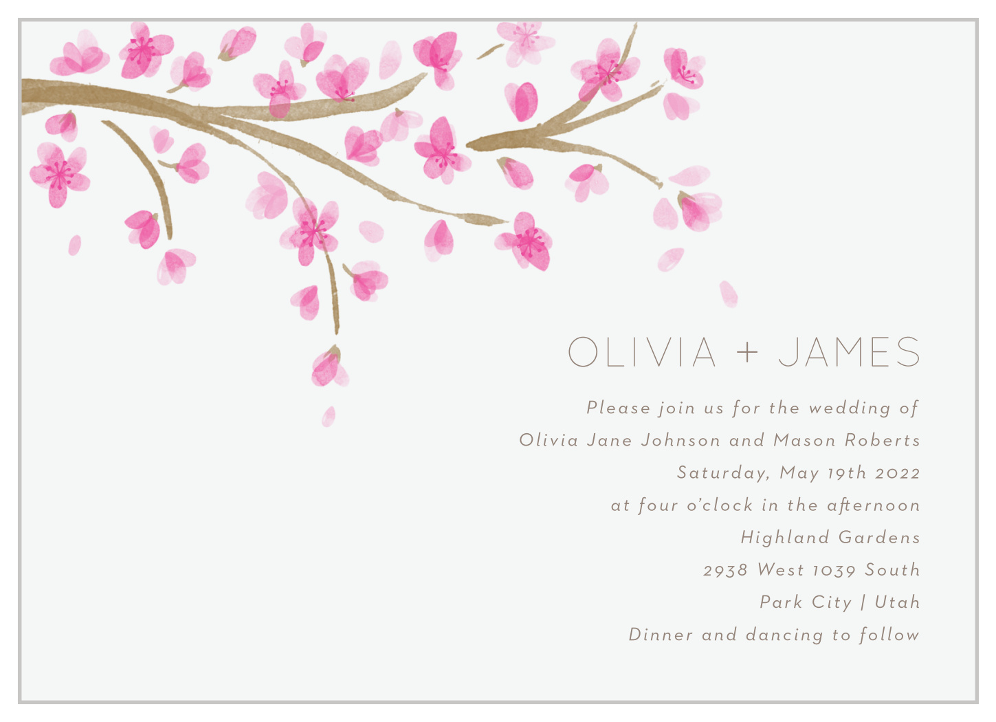 Cherry Branch Wedding Invitations