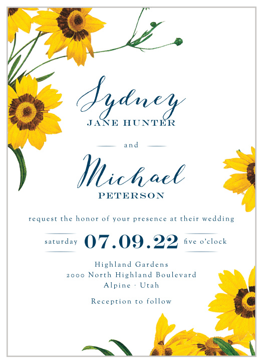 Bring together the people you cherish most with our Framed Sunflowers Wedding Invitations.
