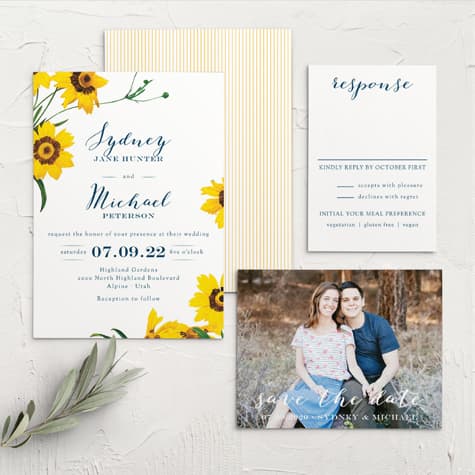 Framed Sunflowers Wedding Invitations