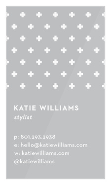 Plus Pattern Clear Business Cards are the perfect way to represent you and your styling business.
