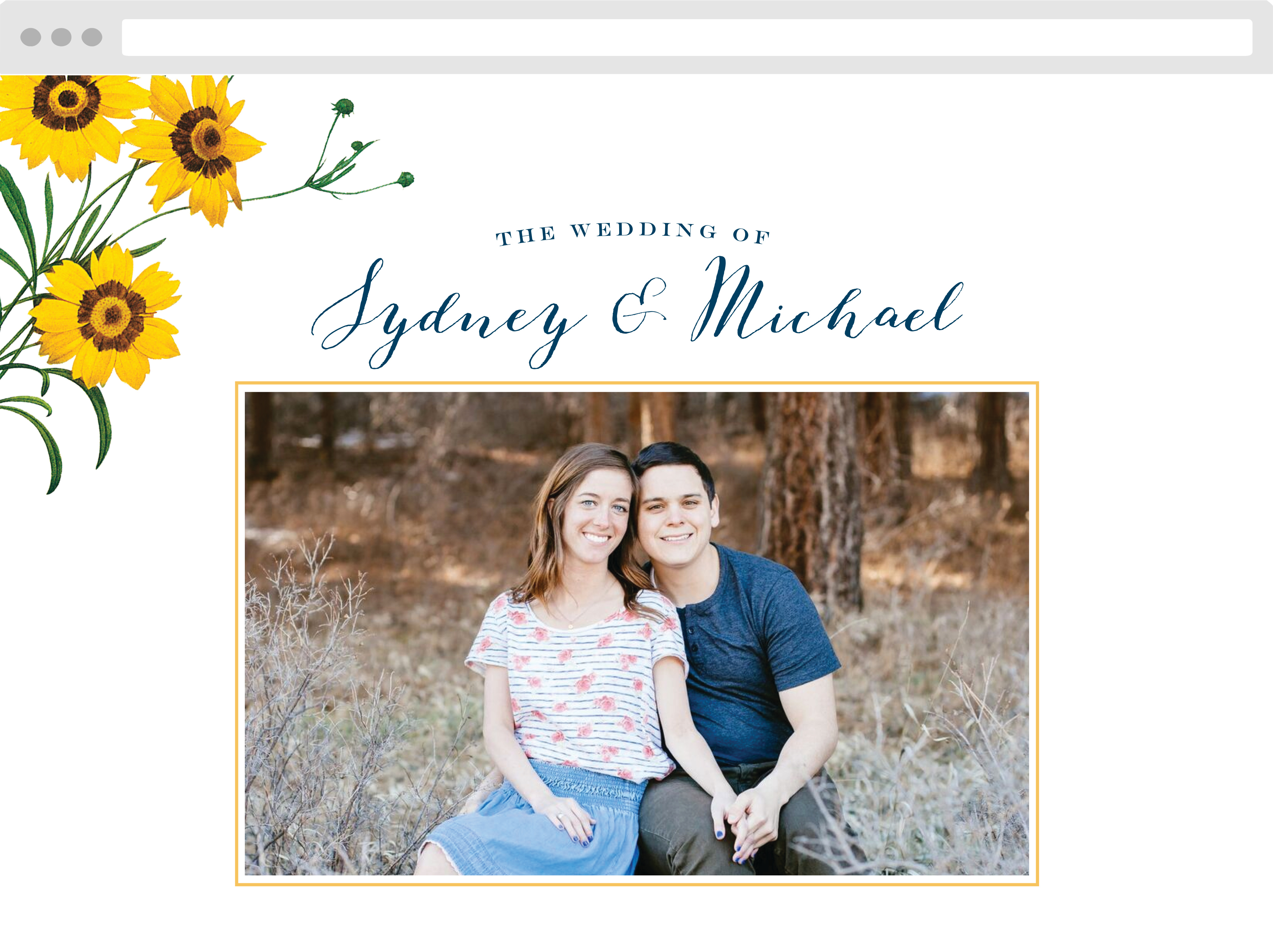 Framed Sunflowers Wedding Website