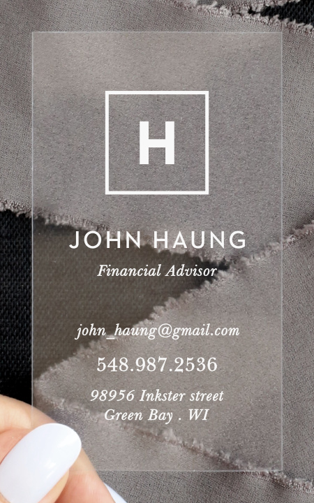 Block Letter Clear Business Cards
