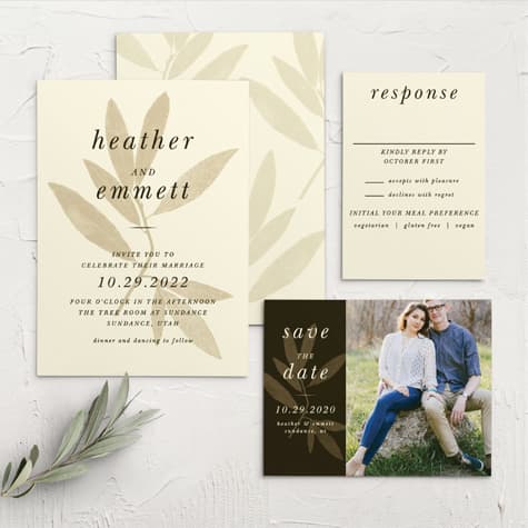 Pressed Leaf Wedding Invitations