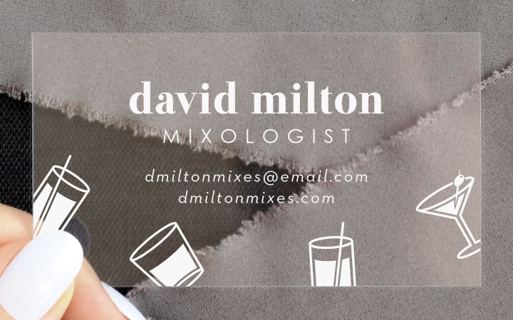 Mixologist Drinks Clear Business Cards