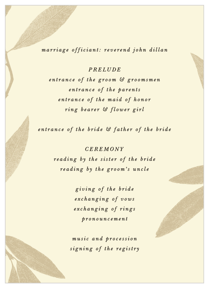 Pressed Leaf Wedding Programs
