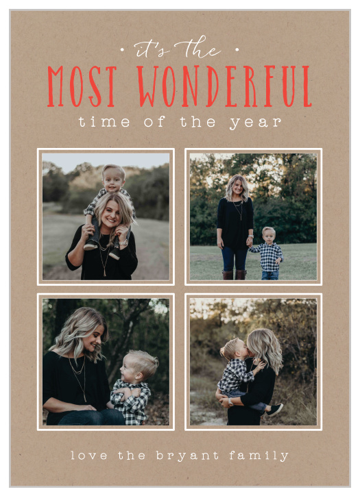 Make the holiday season the most wonderful time of year. With the Wonderful Year Holiday Cards, you can upload your photos instantly!