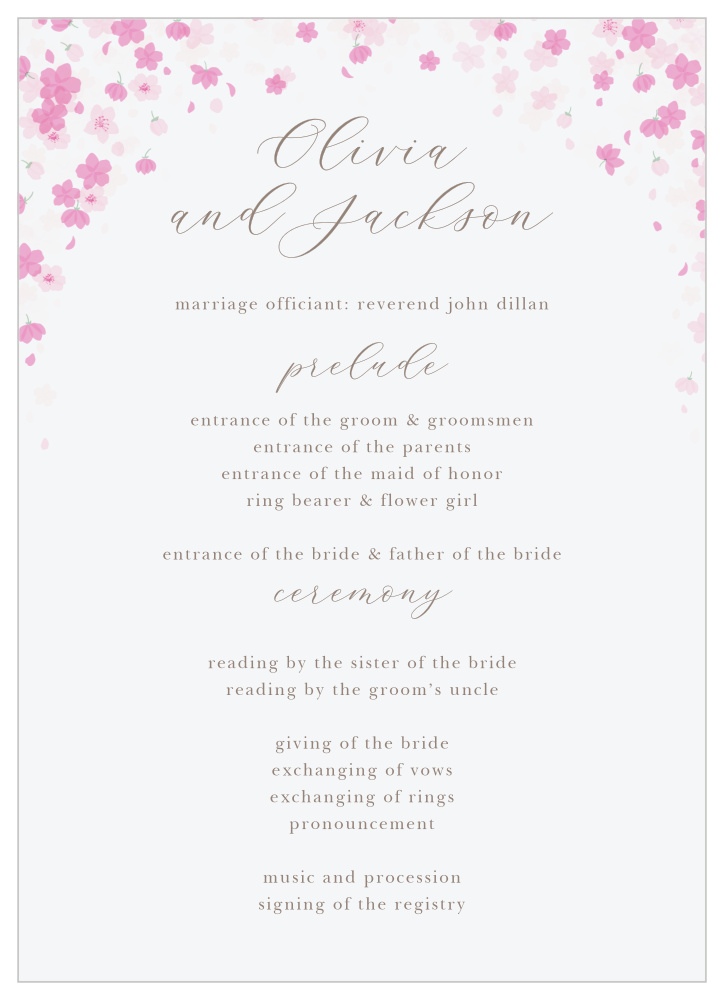 Cherry Blossoms Wedding Programs