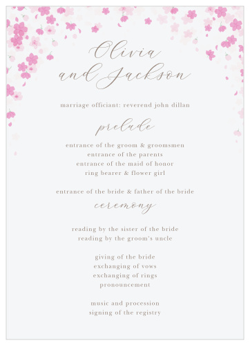 Give your guests the opportunity to follow along with each moment of your ceremony with our lovely Cherry Blossoms Wedding Programs.