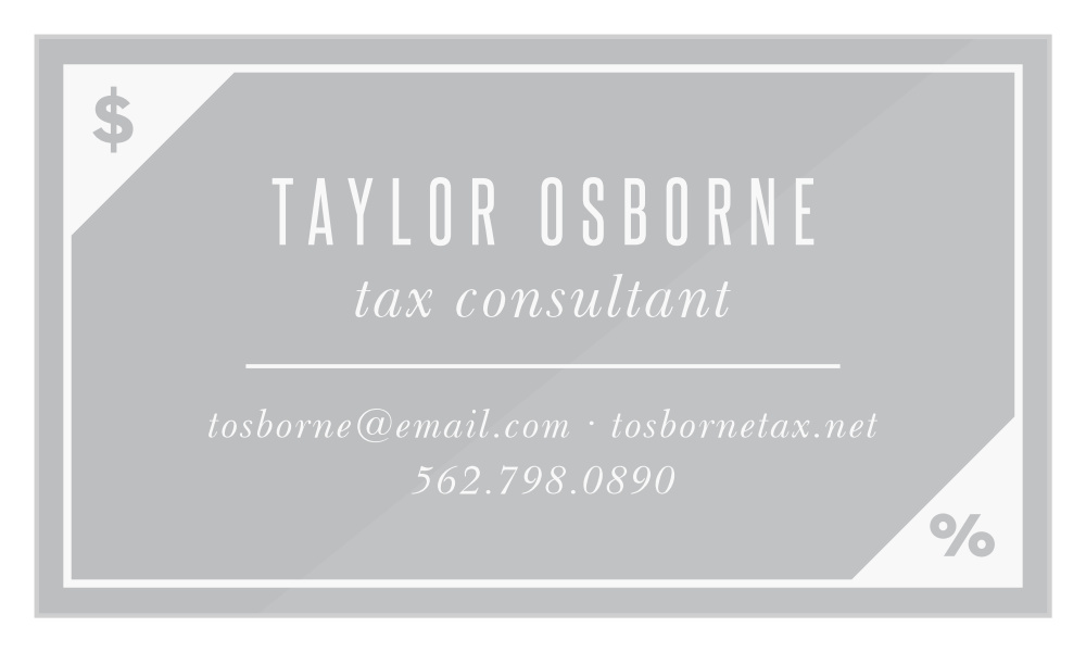 Tax Symbols Clear Business Cards
