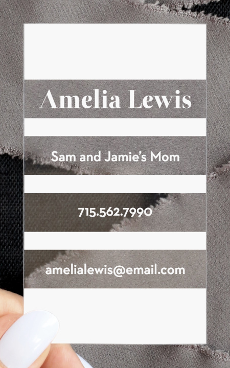 Striped Text Clear Business Cards