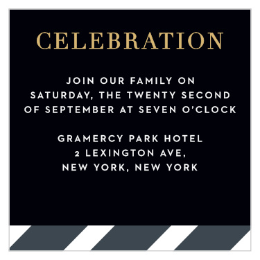 Whether inclusive or exclusive, ensure everyone you want to attend receives our Cinematic Calligraphy Bar Mitzvah Reception Cards.