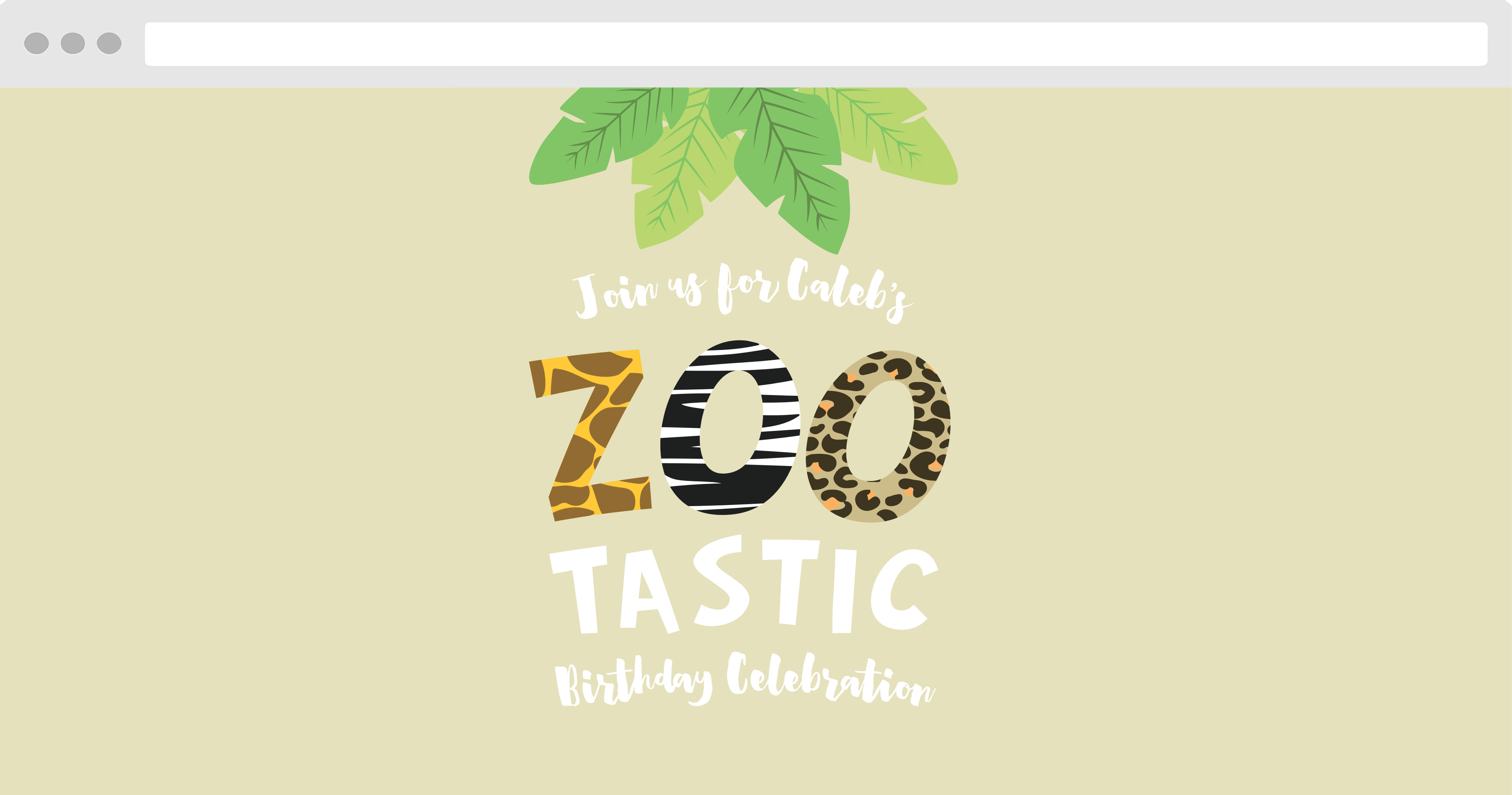 Zoo Animals Children's Birthday Website
