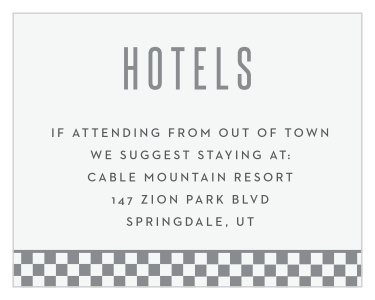 Inform your loved family and friends on where to stay in the upcoming days to the big celebration with our Checkered Star Bar Mitzvah Lodging Cards.