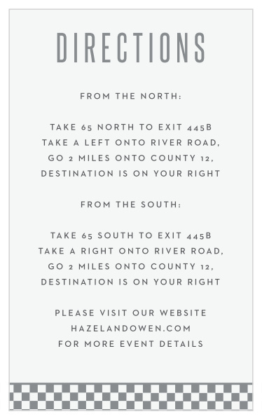 Help guide your cherished family and friends find their way to the venue with our Checkered Star Bar Mitzvah Directions Cards. 