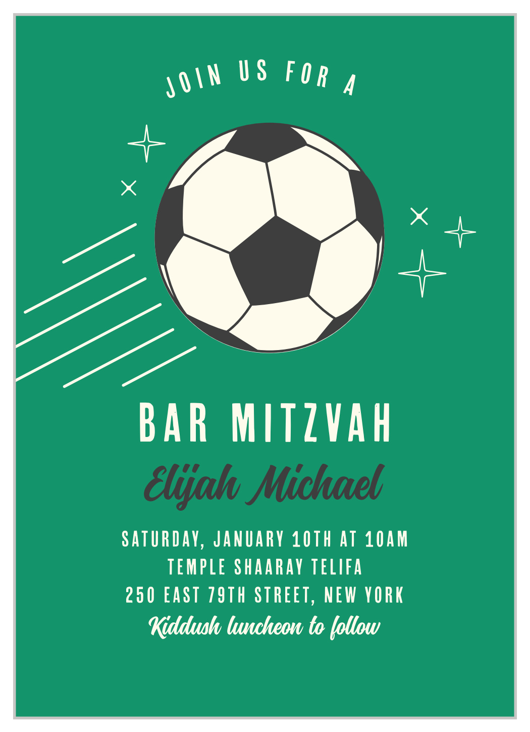 Soccer & Stripes Bar Mitzvah Invitations