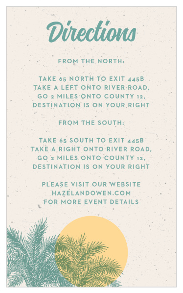 Guarantee all of your guests are able to find your venue with our Beach Celebration Direction Cards. 