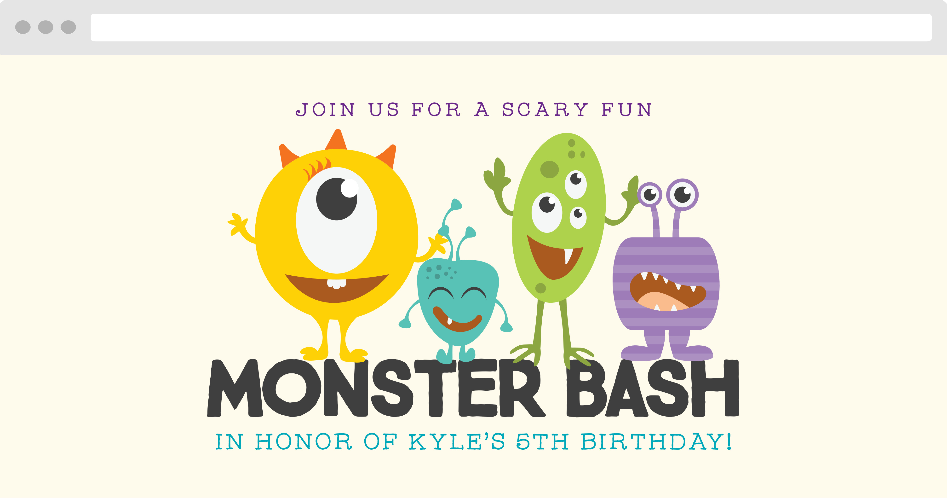 Cute Monsters Children's Birthday Website