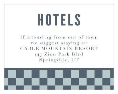 Inform your cherished family and friends on where to stay in the upcoming days to the big celebration with our Checkerboard Style Bar Mitzvah Lodging Cards.