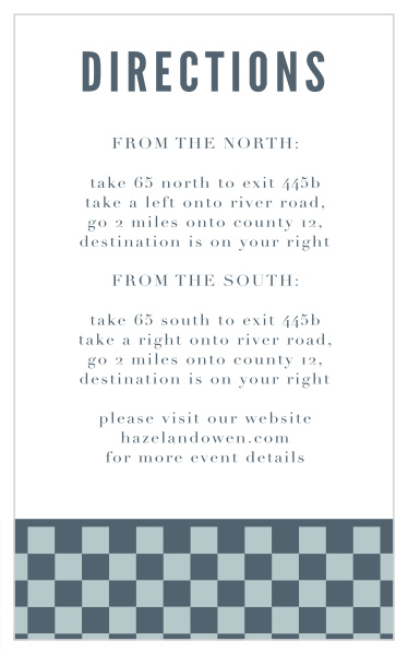 Help guide your loved family and friends find their way to the venue with our Checkerboard Style Bar Mitzvah Directions Cards.