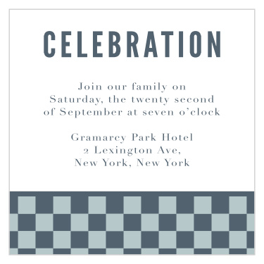 Inform your loved family and friends of all the details they need for the big celebration with our Checkerboard Style Bar Mitzvah Reception Cards.