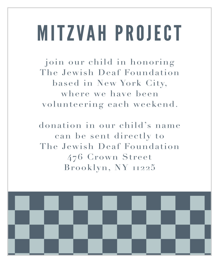 Checkerboard Style Bar Mitzvah Project Cards