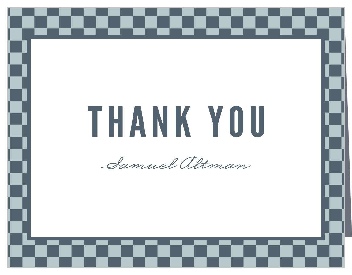Checkerboard Style Bar Mitzvah Thank You Cards