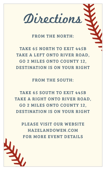 Hit a home run with our Baseball Pattern Bar Mitzvah Direction Cards! 