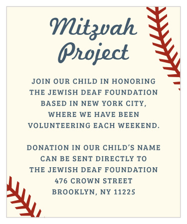 These Baseball Pattern Bar Mitzvah Project Cards help you to highlight what project your child has been working on.