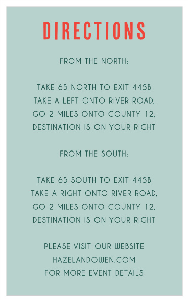 The contrasting turquoise and red color scheme of our Record Player Bar Mitzvah Direction Cards are designed to be eye-catching and easy to read.