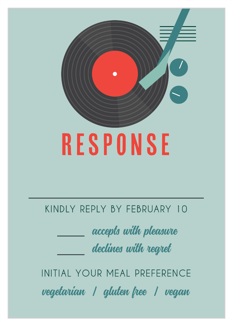Record Player Bar Mitzvah Response Cards