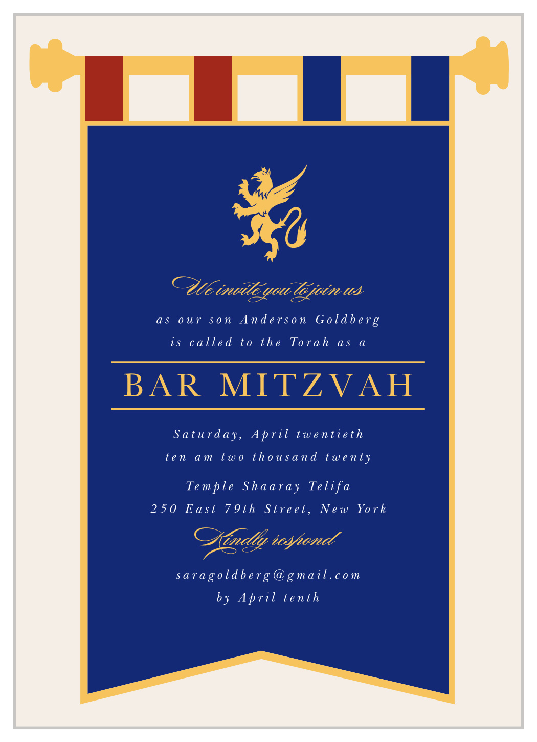 Medieval Banner Bar Mitzvah Invitations