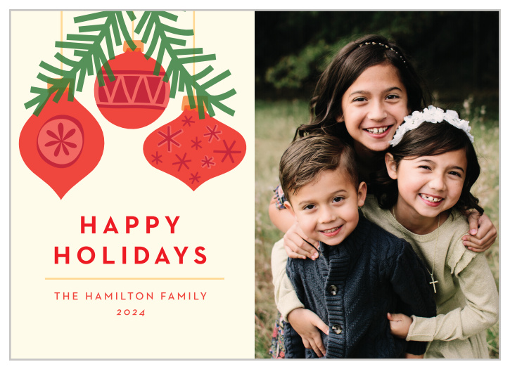 Send out the cutest holiday card with our Festive Ornaments Holiday Cards.