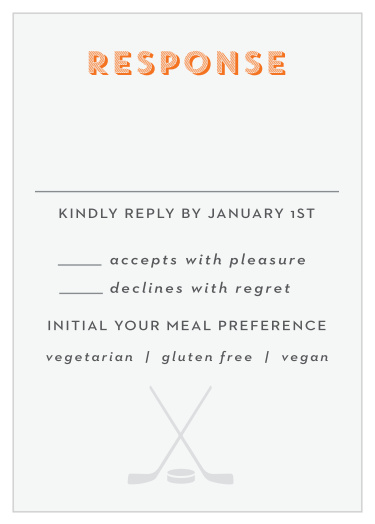 Get a headcount of who will be joining you for the coming of age ceremony with our Hockey Game Bar Mitzvah Response Cards.