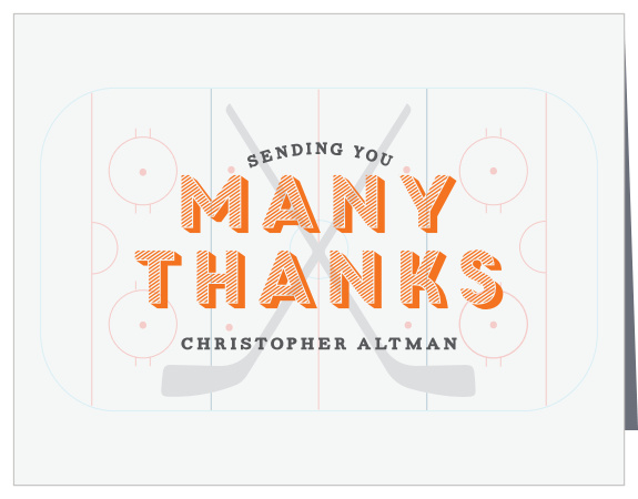 Express gratitude with all your loved family and friends with our Hockey Game Bar Mitzvah Thank You Cards.