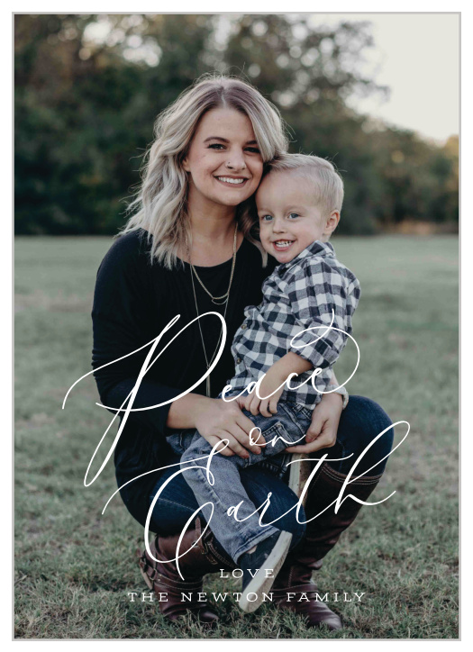 Our Peace on Earth is a modern holiday card that is fully customizable.