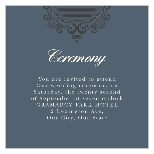 Gather your loved family and friends to witness your wedding ceremony with our One Fine Day Ceremony Cards.