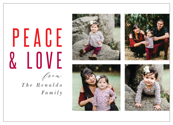 Peace and Holidays is a modern holiday card that is fully customizable. 
