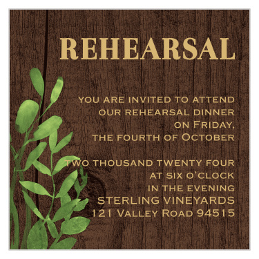 Let your guests know when and where the rehearsal will be happening with our Forever In Love Rehearsal Cards!