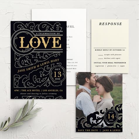 Ornate Love Wedding Invitations